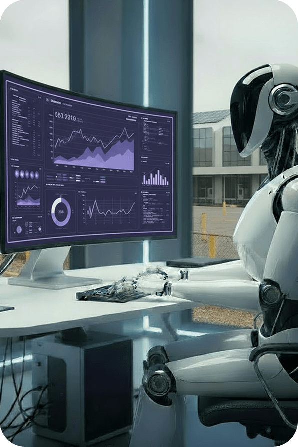 Robot worker at a desk